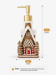 Christmas Gingerbread House Soap Dispenser, Refillable Liquid Hand Soap Lotion Pump Bottle, Holiday Bathroom Vanity Countertop Decor, Kitchen Sink Accessory, Xmas Home Decoration, Christmas Gift - A - View 7