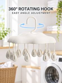 Multifunctional Windproof Hanging Drying Rack – Cute Cloud Design. Suitable For Drying Socks, Underwear, Towels, And More; Features A Drill-Free, Space-Saving Design That Is Easy To Store-An Ideal Choice For The Back-To-School Season. - Multicolor - View 3
