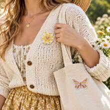 16Pcs Retro Hippie Boho Iron On Embroidery Patches, Mixed Sun Rainbow Flower Applique Set - Multicolor - View 2