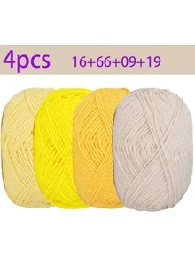 EDCUEBE7 1/4件/約200克混色手工鉤針毛線套組,柔軟舒適編織線,多用途適用於鉤織錢包、衣物、地毯及其他手工項目,適合DIY情人節禮物,製作錢包、手提包等縫製用品(隨機包裝) - 4股50G - 查看 25