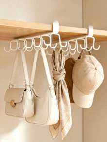 1pc Hat And Bag Storage Rack, Belt Storage Rack, Wardrobe Accessory Organizer Multi-Purpose, With 6 Hat Hooks, No-Drill Wall Mounted Closet Hanging Rack, Space Saving Coat Scarf Tie Holder, Entryway Bedroom Dorm Door Cabinet Organizer - Multicolor - View 10