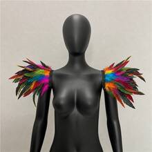 2pcs/Set Unisex Gothic Faux Feather Shoulder Epaulette Shawl, Suitable For Costume Party, Carnival, Halloween, Ball Party - Multicolor - View 12