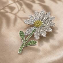1PC Stylish Luxury Daisy Flower Brooch, Elegant Floral Lapel Pin For Women's Dresses & Blazers, Gift Accessory - Multicolor - View 2