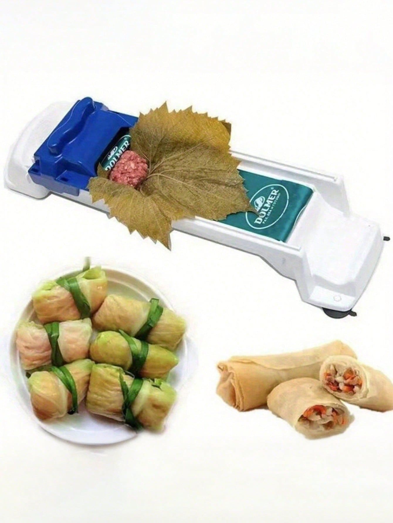 1pc Dolmer Roller Machine, Stuffed Grape Leaf Rolling Tool, Magic Sushi & Spring Roll Maker, Easy Vegetable Meat Rolling Kitchen Gadget For Making Dolma, Sarma, Egg Rolls, DIY Handheld Food Wrapping Tool