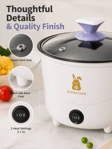 SMEGGEMS Multifunctional Non-Stick Pot, Rice Cooker, Electric Frying Pan, Electric Stir-Fry Pot, Electric Pressure Cooker, Mini Hot Pot. Portable And Compact, Easy To Clean, With Non-Stick Coating, Suitable For Indoor And Outdoor Use, Kitchen Essential. - White - View 8