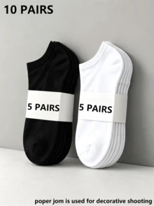 20/15/10/5/1 Pair Men's Minimalist Solid Color Low-Cut Socks, Moisture-Wicking Breathable, Invisible Socks, Suitable For All Seasons - Multicolor - View 19