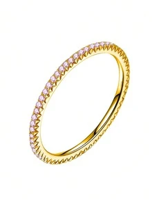 1pc Zirconia Sparkling Ring, Women's Classic Transparent Shiny Ring, Vintage Style, Can Be Used As Finger Accessory Or Gift - Ring - View 37