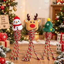 Pet Rope Knot Chew Toy Set, Plush Squeaky Head Tug Toy With Built-In Sounder, Durable Rope Knot Teething Dog Toy, No Battery Required, Gift For Puppies - Multicolor - View 8