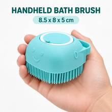 Pink Silicone Refillable Pet Bath Massage Brush 8.5*8*5cm - Pink - View 5