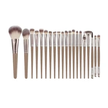 38pcs Makeup Tool Set, Includes: 25 Makeup Brushes + 3 Makeup Sponges + 3 Mini Makeup Sponges + 3 Triangle Powder Puffs + 3 Mini Cushion Powder Puffs + 1 Makeup Brush Cleaning Tool. - Coffee Brown - View 12