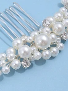 1pc Women's Rhinestone Minimalist Bridal Hair Comb Hair Accessory Suitable For Daily Wear And Wedding Occasions - Silver - View 3