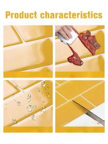 Panel Dinding Tekstur 2D Pola Bata Tahan Air Warna Kuning Cerah, Stiker Ubin Dinding Perekat Mandiri yang Dapat Dilepas, Cocok untuk Dinding Belakang Dapur, Kamar Mandi, dan Dekorasi Liburan - Alien Kuning - View 9