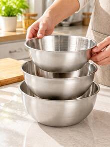 Bộ 2 bát trộn/bát đong salad bằng thép không gỉ, phù hợp cho nhà bếp và nấu ăn ngoài trời, bền bỉ, dễ cất giữ, hoàn hảo để đánh trứng, trộn salad và làm bánh - Xem 11
