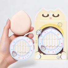 1pc Cartoon Marshmallow Makeup Powder Puff, Soft Dual-Use Dry And Wet Powder Puff, Suitable For Foundation And Loose Powder - Baby Blue - View 1
