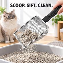 Large Stainless Steel Cat Litter Scoop Fast Sifting Design Long Grip Waste Sifter Durable Kitty Poop Shovel For Cat Litter Box Cleaning - View 7