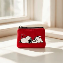 SNOOPY 1個可愛史努比帆布拉鍊零錢包，迷你卡通印花小錢包，便攜卡夾收納袋，適合女孩與青少年，萬聖節聖誕節新年禮物，節日生日禮物 - 彩色 - 查看 5