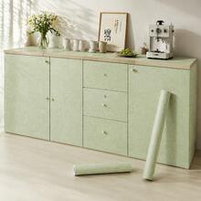 1 Roll Light Green Minimalist Self-Adhesive Wallpaper, Faux Fabric Texture Contact Paper, Suitable For Cabinets, Countertops, Desktops - Easy To Install, Removable, Suitable For Kitchen, Bedroom, Living Room Home Decor, Wall Renovation, Refresh Your Home - Linen Green 1PC - View 8