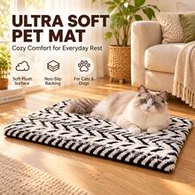2026 New Dog Bed, Dog Mat, Pet Sleeping Pad, Winter Warm Dog Mat, All-Season Universal Cat Mat, Thickened Washable Cat Dog Bed Pad, Non-Slip, Suitable For Cats, Dogs And Other Small To Medium Pets - Black and White - View 8