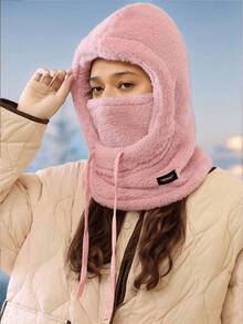 1pc Unisex Winter Warm Fleece Head Mask, 3-In-1 Multifunctional Hat, Windproof Warm Lining Neck Protector, Suitable For Skiing, Cycling, Outdoor Activities And Work - Multicolor - View 11