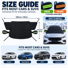 1pc 259*114.3cm Universal Car Windshield Snow Cover, Full Coverage Frost And Ice Protection Cover With Reflective Rearview Mirror Cover, 4 Hook Straps, Foldable Quilted All-Season Sunshade, Suitable For Sedan, Hatchback And SUV, Green/Orange Accents, Winter Car Accessory, Christmas Gift For Female Drivers - Multicolor - View 10
