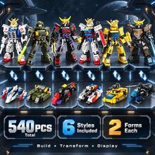 1 bộ 540 khối lắp ráp robot biến hình, 6 mô hình, mô hình robot tự lắp ráp DIY, đồ chơi trưng bày và sưu tầm kèm hộp lưu trữ - Chiến binh robot - Xem 2