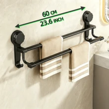 Upgraded Strong Suction Cup Double Bar Towel Rack, No-Drill Wall-Mounted Bathroom Kitchen Hanging Bar, Space-Saving Solution, Kitchen Organization, Double Bar Design, Minimalist Rack, Rust-Proof Material, Towel Rack - Multicolor - View 14