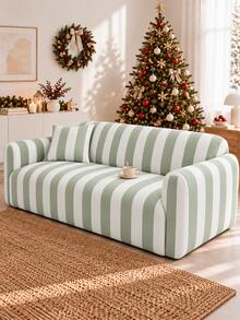 1pc Christmas Color Block Milk Silk Sofa Cover Machine Washable, Includes Matching Unfilled Pillow Case, Pet Scratch Resistant, Sofa Protector - Multicolor - View 5