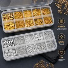 1 Set 10 Types 490pcs DIY Jewelry Making Tools Gold & Silver Color Set Clasp Open Jump Rings Lobster Clasp Ear Hooks Jewelry Accessories Material Kit - Metal 10-compartment Set - View 4