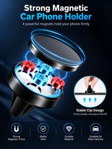 1/2/PCS Magnetic Car Air Vent Phone Holder, Magnetic Clip-On Universal Mount, Car Phone Mount, Hands-Free Navigation, Easy Installation, Daily Commute, Road Trip, Fall Travel, Football Season, Halloween Gift - Buckle-style - View 3