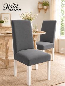 1pc Solid Color Chair Cover, Modern Minimalist Milk Silk Elastic Dining Chair Slipcover, Suitable For Living Room, Bedroom, Dining Room, Study, Removable And Washable, All-Season Use - Dark Grey - View 2