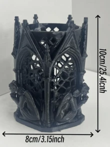 Gothic Style Desktop Storage Tube With Hollowed Out Church Windows And Spire Design, Storing Stationery, Makeup Brushes,And Toiletries.Pen Holders, Vases, Desktop Storage Containers, And Decorative Ornaments. A Great Gift For Christmas And Birthdays. - Multicolor - View 10
