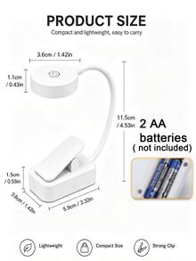 1pc Compact LED Reading Light With 3 Adjustable Color Temperatures And Brightness Levels, Perfect For Bedside ReadingAAA Battery, Portable - Multicolor - View 9
