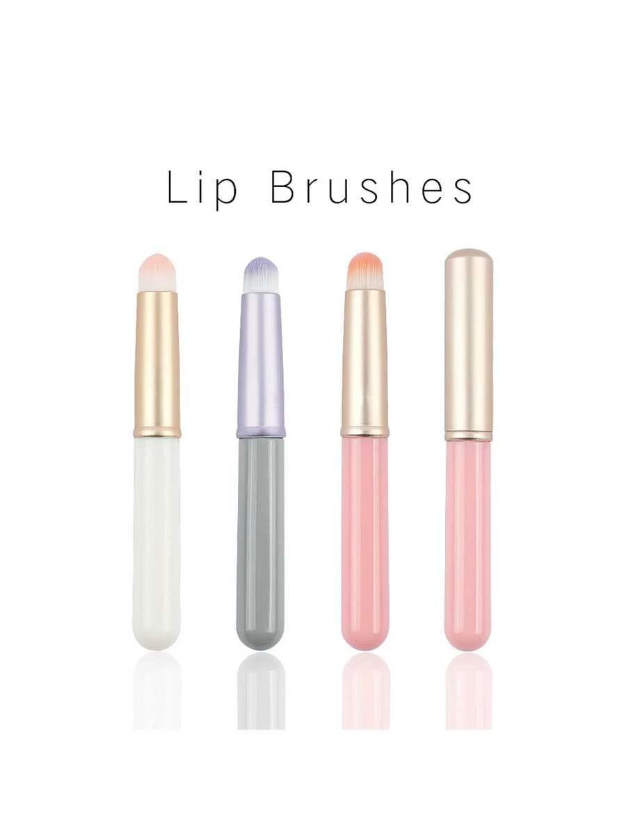 1/3Pcs Portable Lip Brush With Cap Soft Bristles Lipstick Applicator Makeup Brush Travel Friendly Precision Lip Gloss Brush Set - Multicolor - View 1