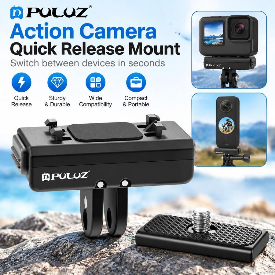 Dudukan Pelepas Cepat Magnetik PULUZ untuk Insta360 Ace / Ace Pro / X4 / X4 Air (Warna: Hitam) - View 1