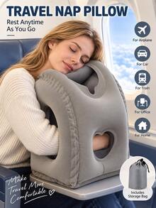 Inflatable Travel Pillow, Lightweight And Portable With Ergonomic Design, Suitable For Office (Including Students Napping On Desks), Also For Use On Planes, Cars Or Trains. Holiday - Multicolor - View 3
