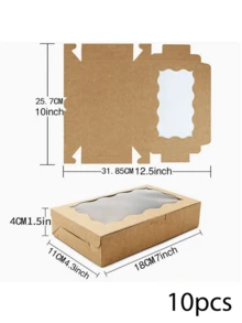 1/5/10pcs - Cookie & Pastry Boxes With Transparent Window, Size: 7 X 4.3 X 1.5 Inches, Kraft Paper Material, Premium Baking Food Gift Boxes, Suitable For Desserts, Weddings, Parties, Christmas, Birthdays - Multicolor - View 14