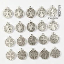 St. Benedict Medal Jewelry, Jesus Cross, Catholic St. Benedict Pendant, Handmade DIY Religious Necklace, Bracelet, Jewelry - Silver - View 15