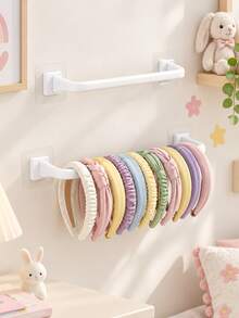 1pc Headband Storage Rack, Wall-Mounted Hair Tie And Headband Organizer, No-Drill Adhesive Headband Storage Rack, Suitable For Girls Or Women's Headband Storage And Display Rack - White - View 4