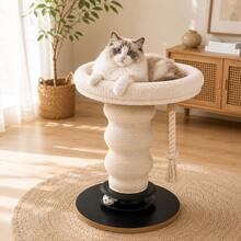 Modern Cat Tree Tower With Plush Bed, Natural Sisal Scratching Post, Cooling Mat, Hanging Rope & Rolling Ball For Indoor Cats - Beige - View 2