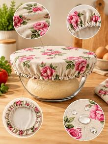 3/6pcs Elastic Bowl Cover Set, Rose Floral Fabric Food Covers, Suitable For Bowls, Containers, Bread Dough, Baking And Kitchen Food Storage - Multicolor - View 4