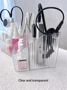 Large Capacity Desktop Organizer Box, Makeup Storage Box, Nail Art Tool Storage Box, Multi-Compartment Desktop Storage Rack, Makeup Brush Holder, Skincare Product Storage Rack, Beauty Accessories Display Storage Box - Clear - View 2