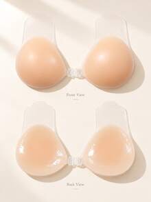 Women's Adhesive Bra, Strapless Backless Bra, Silicone Self-Adhesive Lift-Up Bra, Transparent Lift-Up Pads, Front-Closure Invisible Bra, Suitable For Dresses - Apricot - View 2