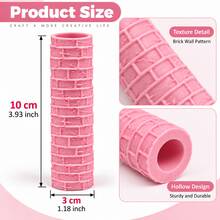 Cracked Brick Wall Texture Clay Roller, 3D Printed PLA Ceramic Texture Roller, Ceramic Embossing Tool, Suitable For Polymer Clay, Soft Clay, Air Dry Clay, Pottery, DIY Crafts, Sculpture, Hand-Molding, Masonry Pattern Printing Roller, Studio Ceramic Making Supplies - Cracked Brick Wall Pink - View 2