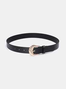 1pc/3pcs Solid Color Casual PU(Polyurethane) Women's Belt Suitable For Daily Use With Vintage Carved Buckle - A - View 4