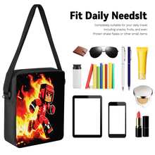 Pixel Art Flame Warrior 2D Print 3 Pieces Backpack Set, Large Capacity Backpack With Crossbody Bag And Pencil Case, Side Elastic Mesh Pocket For Water Bottle, Wide Breathable Adjustable Shoulder Straps, Gaming Pixel Style For Daily Commute, Travel And Casual Storage - Printed Bag - View 3