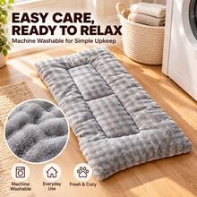 Grey Flannel Pet Sleeping Mat, Padded Edges, Rectangular Cat & Dog Resting Pad, 3 Sizes Available - Grey - View 3