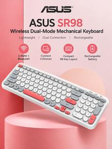 ASUS Keyboard Bluetooth nirkabel SR98 ramping, memiliki dua mode, dapat diisi ulang, dilengkapi dengan tombol bulat universal, dan desain 98 tombol, cocok untuk ponsel, tablet, komputer desktop, dan laptop. - View 1