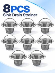 Stainless Steel Sink Strainer With Handle, Fine Mesh Filter Basket, Anti-Clogging Easy-To-Clean Debris Collector, Reusable Filter Basket For Kitchen And Bathroom Sinks, Practical Year-Round Home Accessory - Silver - View 16