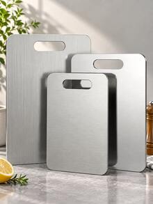 1pc Stainless Steel Cutting Board Set, Large Medium Small Sizes, Durable Reusable Kitchen Chopping Boards With Handle Hole, Easy To Clean Food Prep Boards For Meat, Vegetables, Fruit, Home Kitchen & Outdoor Use - View 12