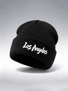 1件/2件裝「Los Angeles」字母圖案印花中性街頭時尚戶外運動針織毛帽與斜跨包，可調節，送給自己或朋友的禮物 - 彩色 - 查看 15